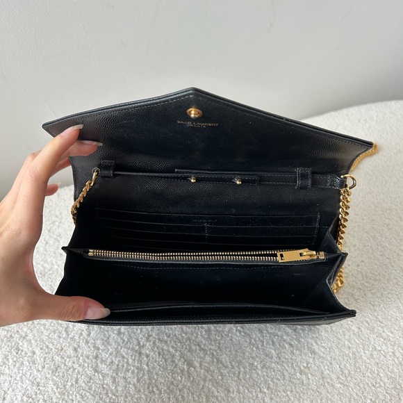 SOLD Saint Laurent YSL Monogram Large Wallet on Chain Grained Leather 100% Auth - Picture 6 of 14